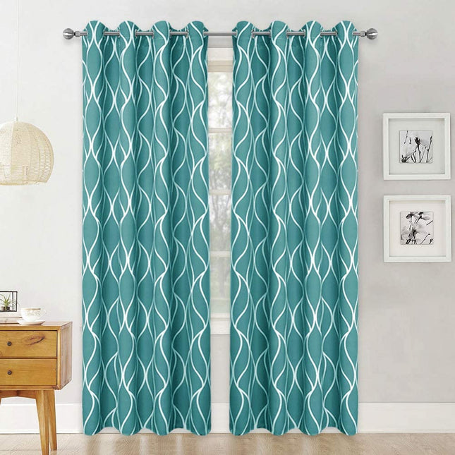 Zelený zatemňovací závěs s vlnkami