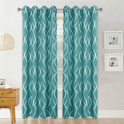 Zelený zatemňovací závěs s vlnkami