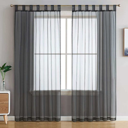 Šedá průsvitná záclona na poutka