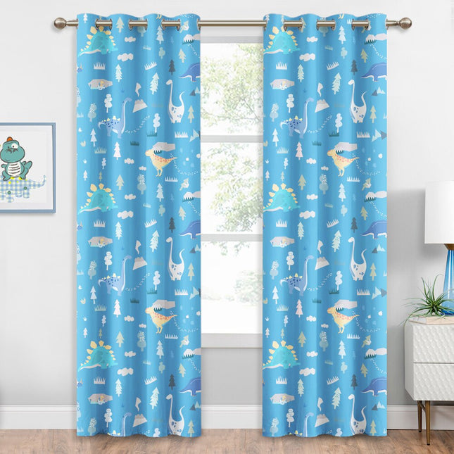 Modrý dětský zatemňovací závěs dinosauři