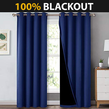 Tmavě modrý termo závěs do ložnice