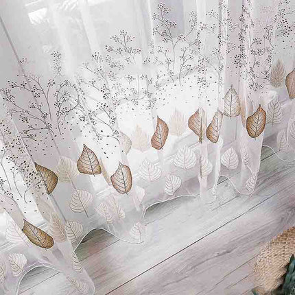 Voálová záclona s kávovými listy