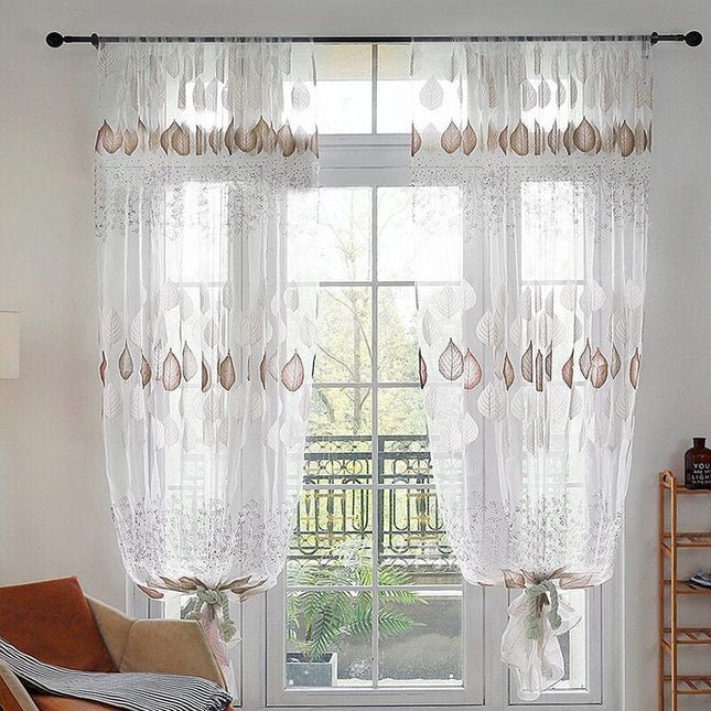 Voálová záclona s kávovými listy