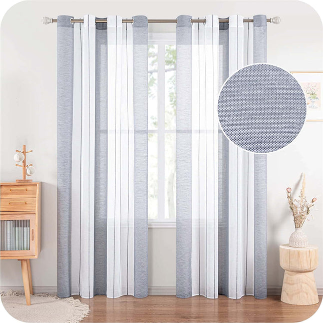 Vzdušná záclona s šedými pruhy