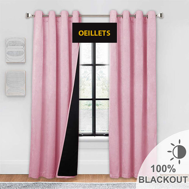 Pudrově růžový sametový zatemňovací závěs
