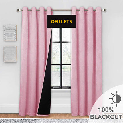Pudrově růžový sametový zatemňovací závěs