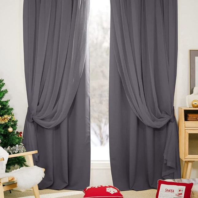 Dvouvrstvý zatemňovací závěs s voálem