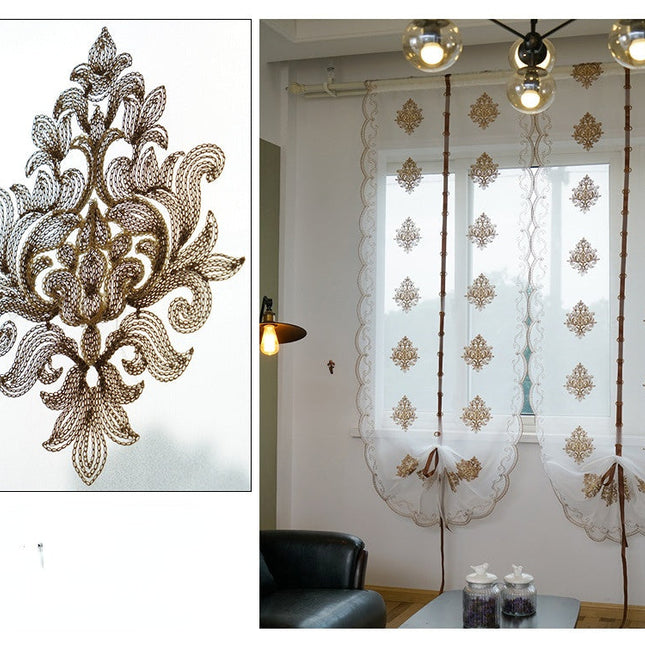 Vyšívaná římská voálová záclona