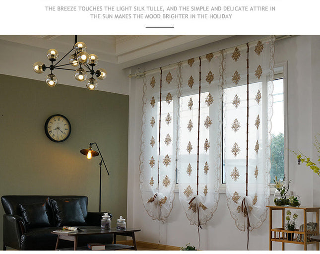 Vyšívaná římská voálová záclona