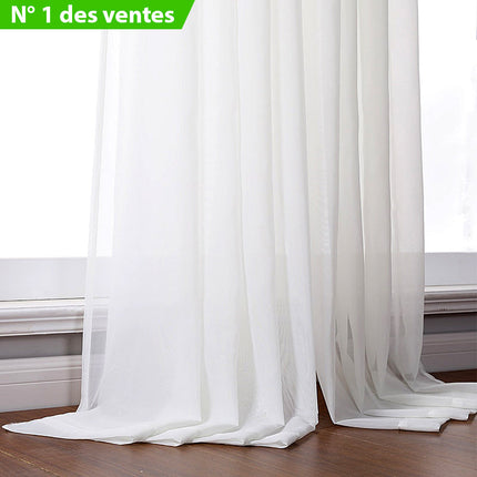 Hladká bílá voálová záclona