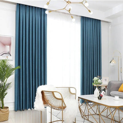 Modrý skandinávský závěs do ložnice