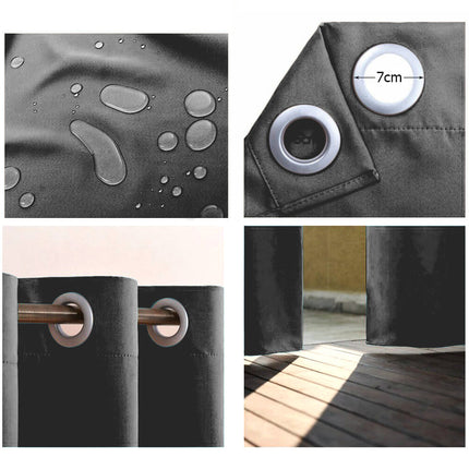 Šedý venkovní závěs s kroužky voděodolný