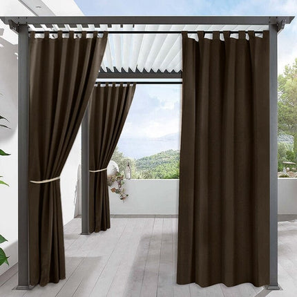 Hnědý venkovní závěs s poutky na pergolu