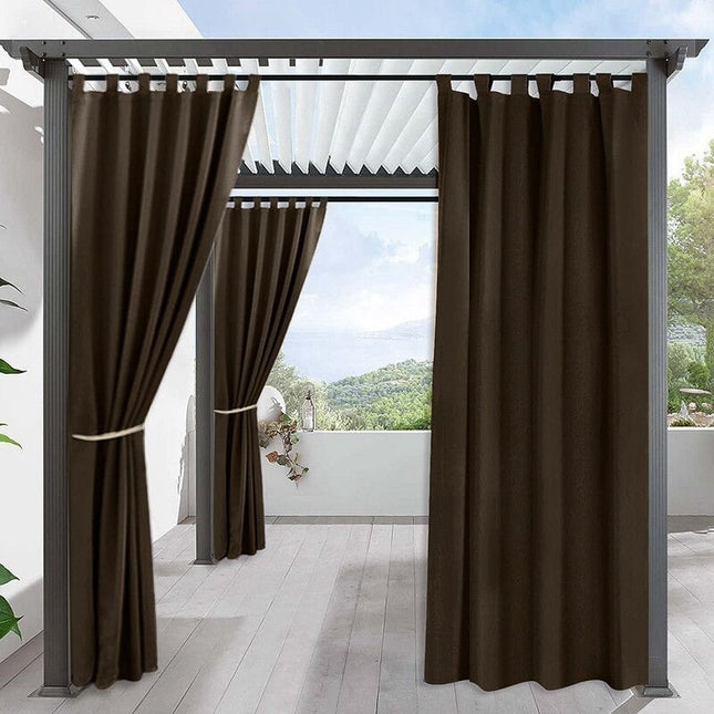 Hnědý venkovní závěs s poutky na pergolu