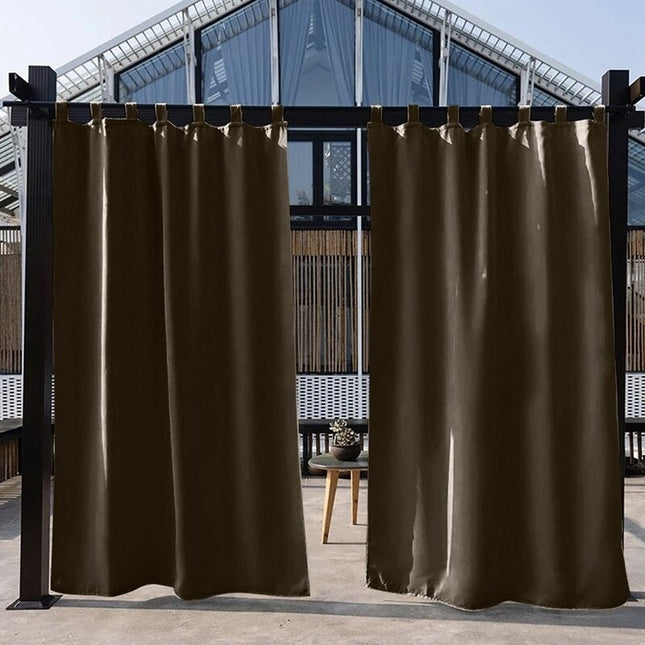 Hnědý venkovní závěs s poutky na pergolu