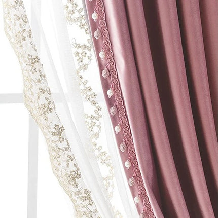Princeznovská záclona s výšivkou a perlami