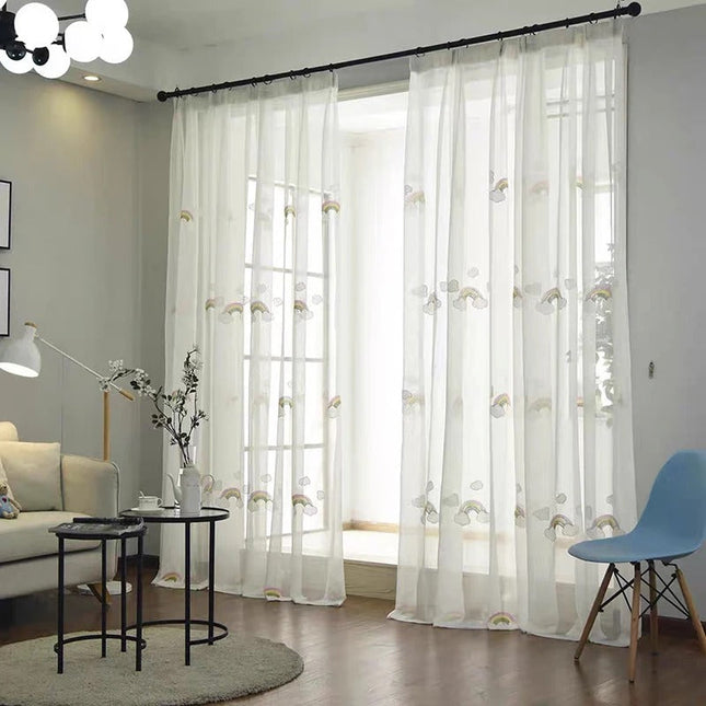 Dětská záclona s duhou a obláčky