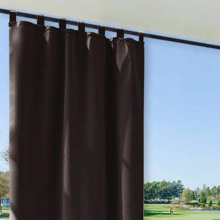 Tmavě hnědý venkovní závěs s poutky