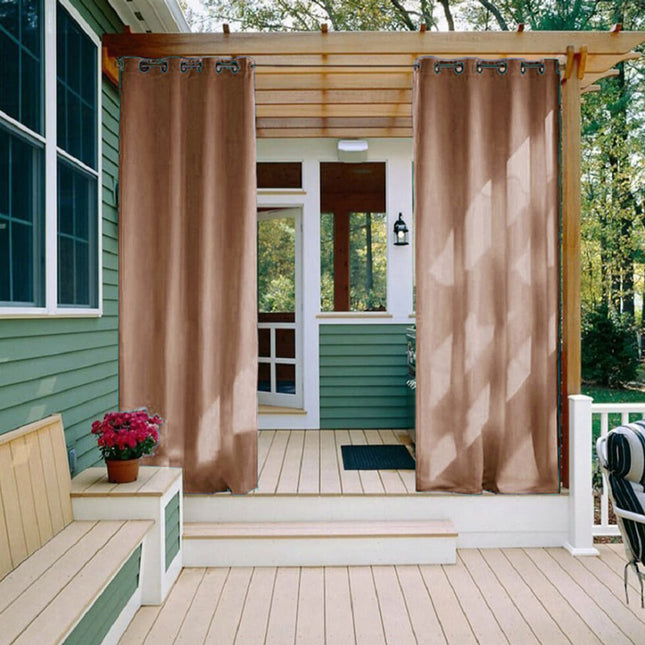 Kaštanově hnědý venkovní závěs na kroužky