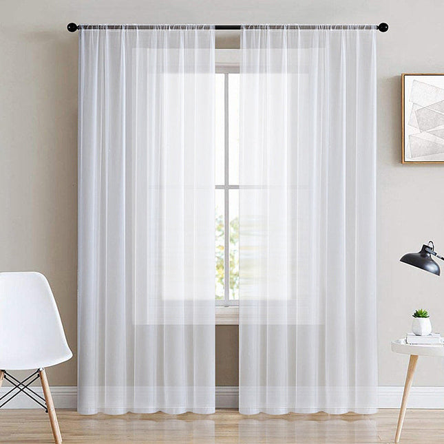 Hladká bílá voálová záclona