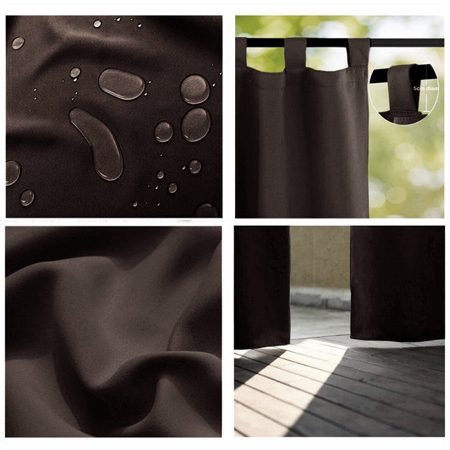 Tmavě hnědý venkovní závěs s poutky