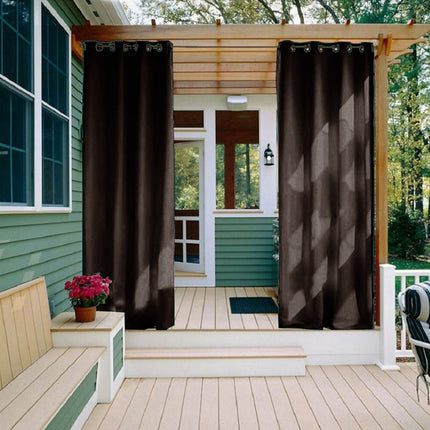 Hnědý venkovní voděodolný závěs s oky