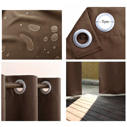 Hnědý venkovní závěs s očky na pergolu