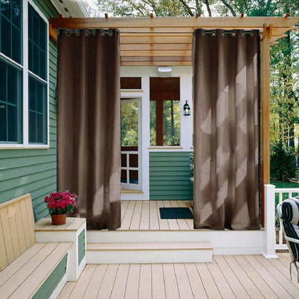 Hnědý venkovní závěs s očky na pergolu