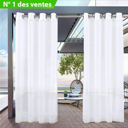 Bílý průsvitný venkovní závěs voděodolný